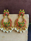 Gold Plated Premium Quality Stones & Pearl Earrings for Traditional Wear | Sarichka