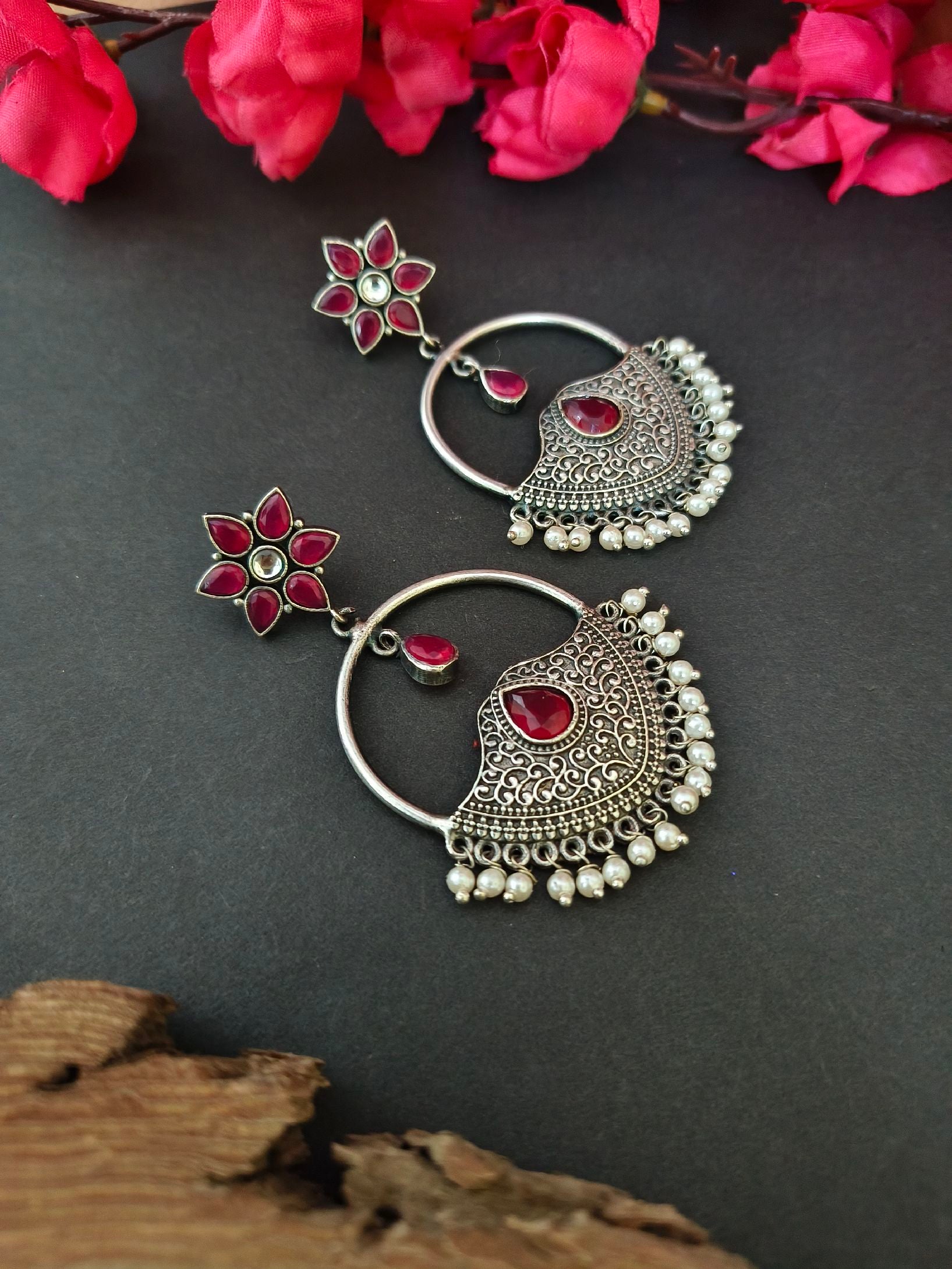 Chandbali Earrings Silver