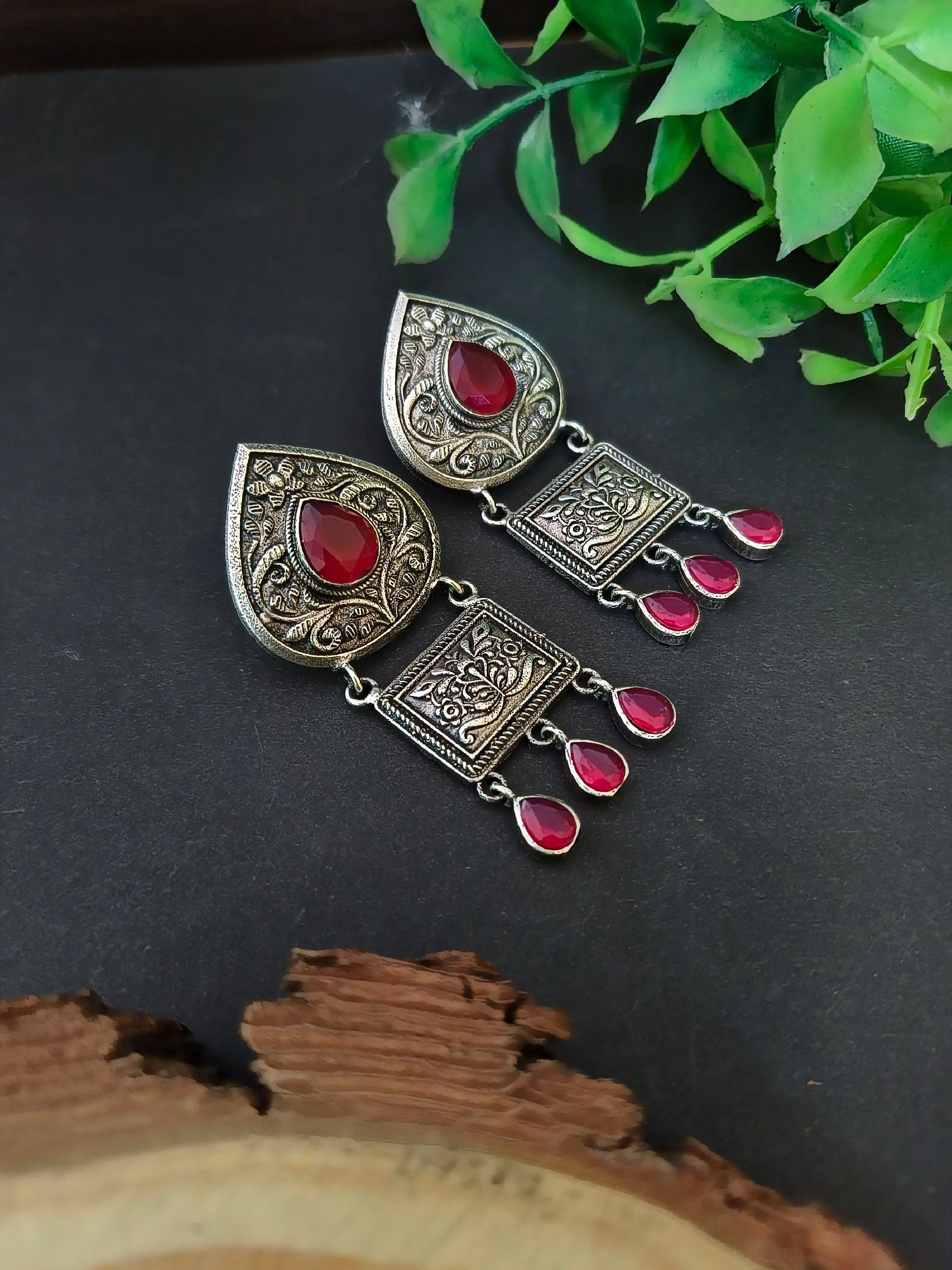 Premium Quality Silver Replica Danglers with Stones for Special Occasions | Sarichka