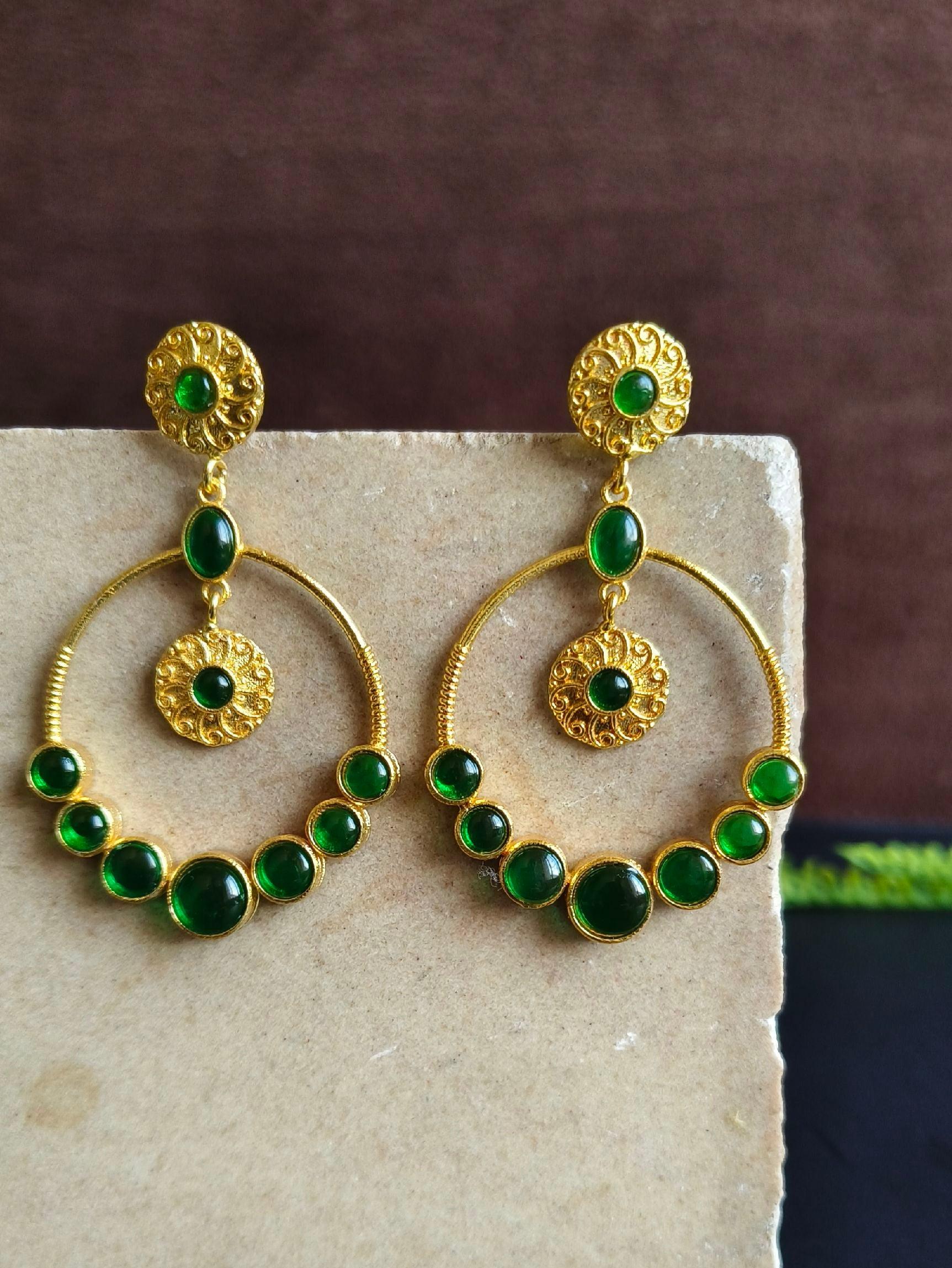 Gold-Plated Traditional Chandbali Dangler Earrings for Elegant Look | Sarichka