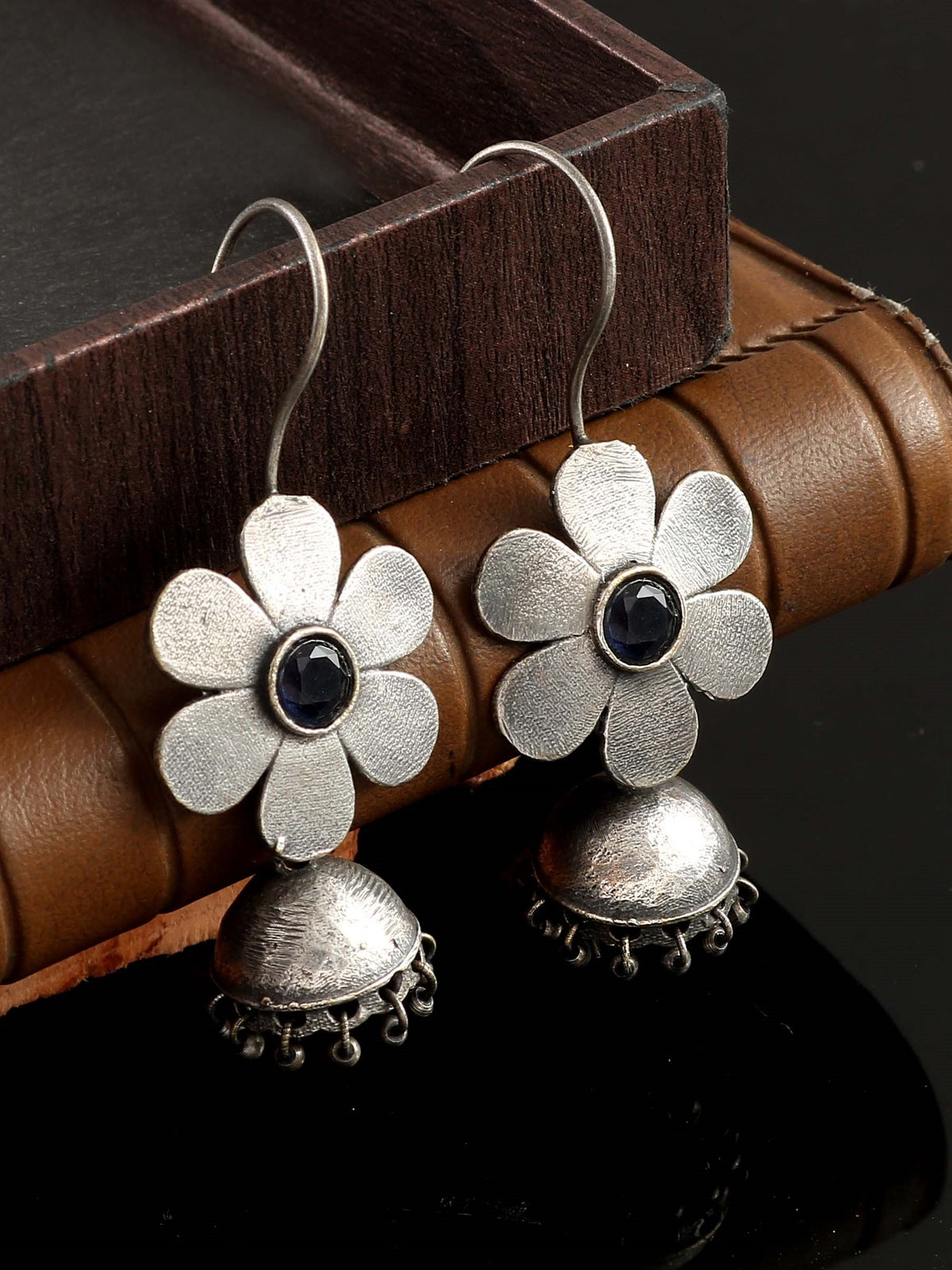 Oxidised Flower Oxidised Hook Jhumki | Sarichka