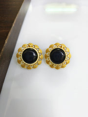 Brass Oxidised Gold Plated Monalisa Stud Earrings