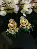 Gold-Plated Earrings with Maroon and Green Color Pearls | Sarichka