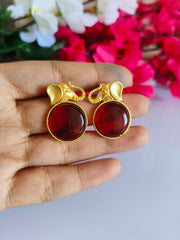 Oxidised Monalisa Gold Plated Partywear Elephant Stud Earrings