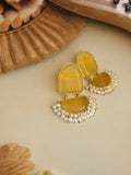 Gold Plated Earring with Monalisa Stone and Pearl | Sarichka