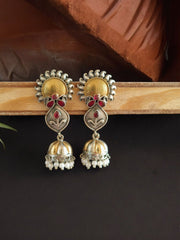 Golden Oxidised Jhumka