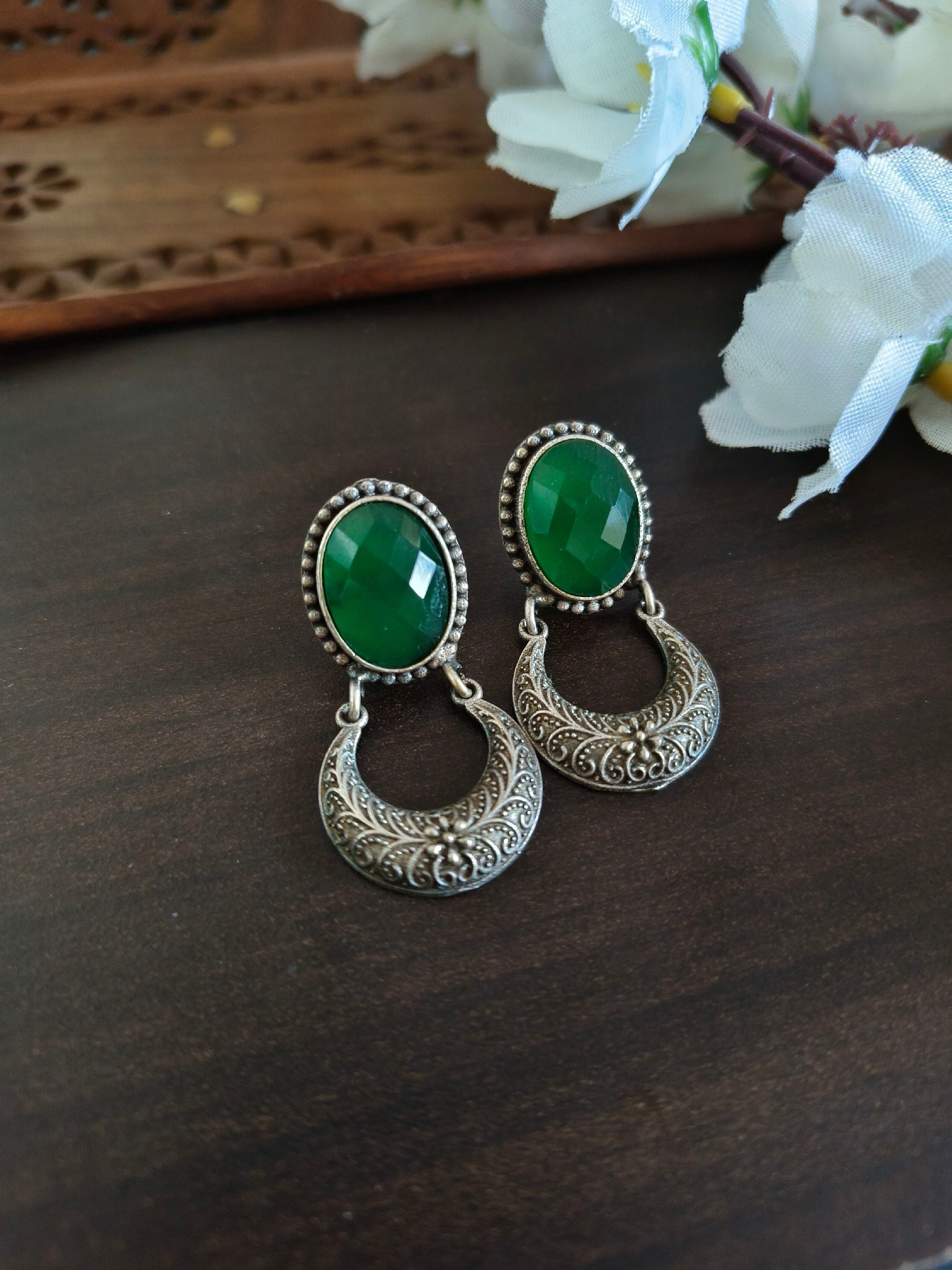 Monalisa Oxidised Dangler Earrings for Timeless Elegance | Sarichka