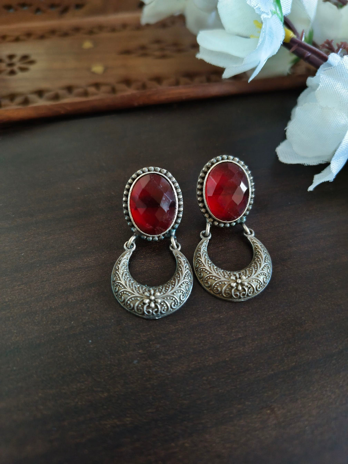 Monalisa Oxidised Dangler Earrings for Timeless Elegance | Sarichka