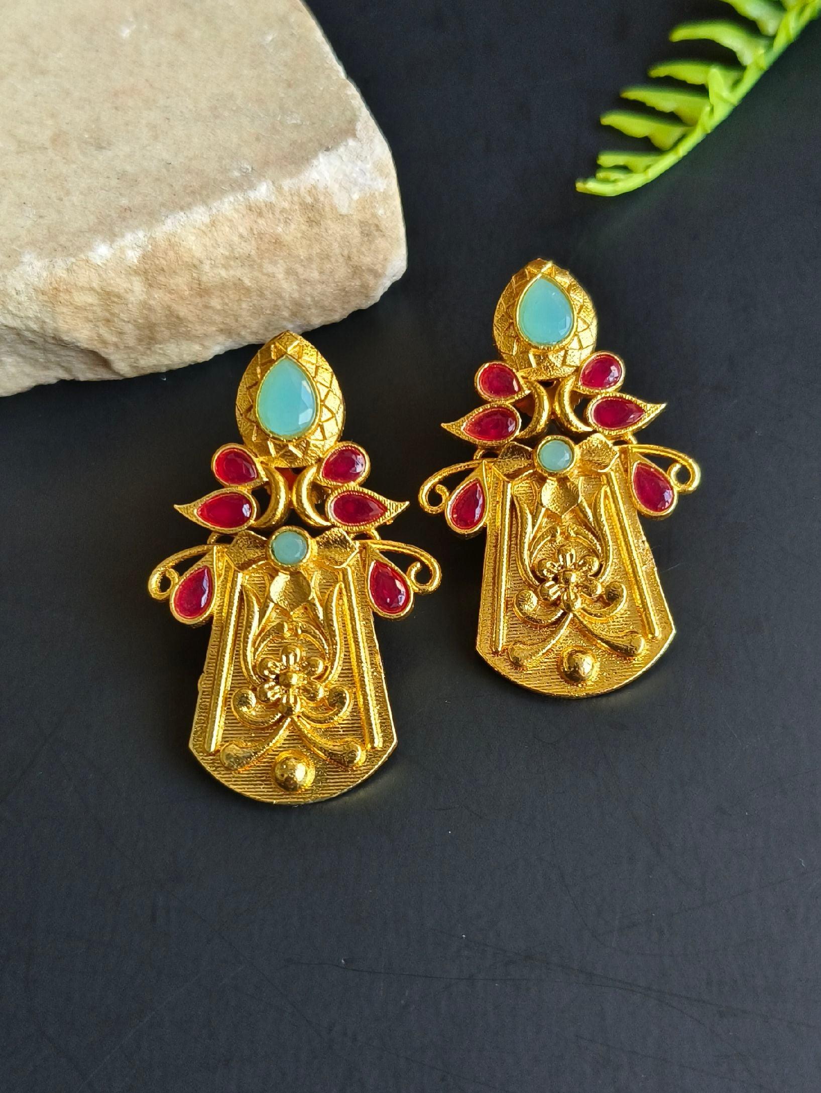 Glamorous Golden Dangler Earrings – Perfect for Party Elegance | Sarichka