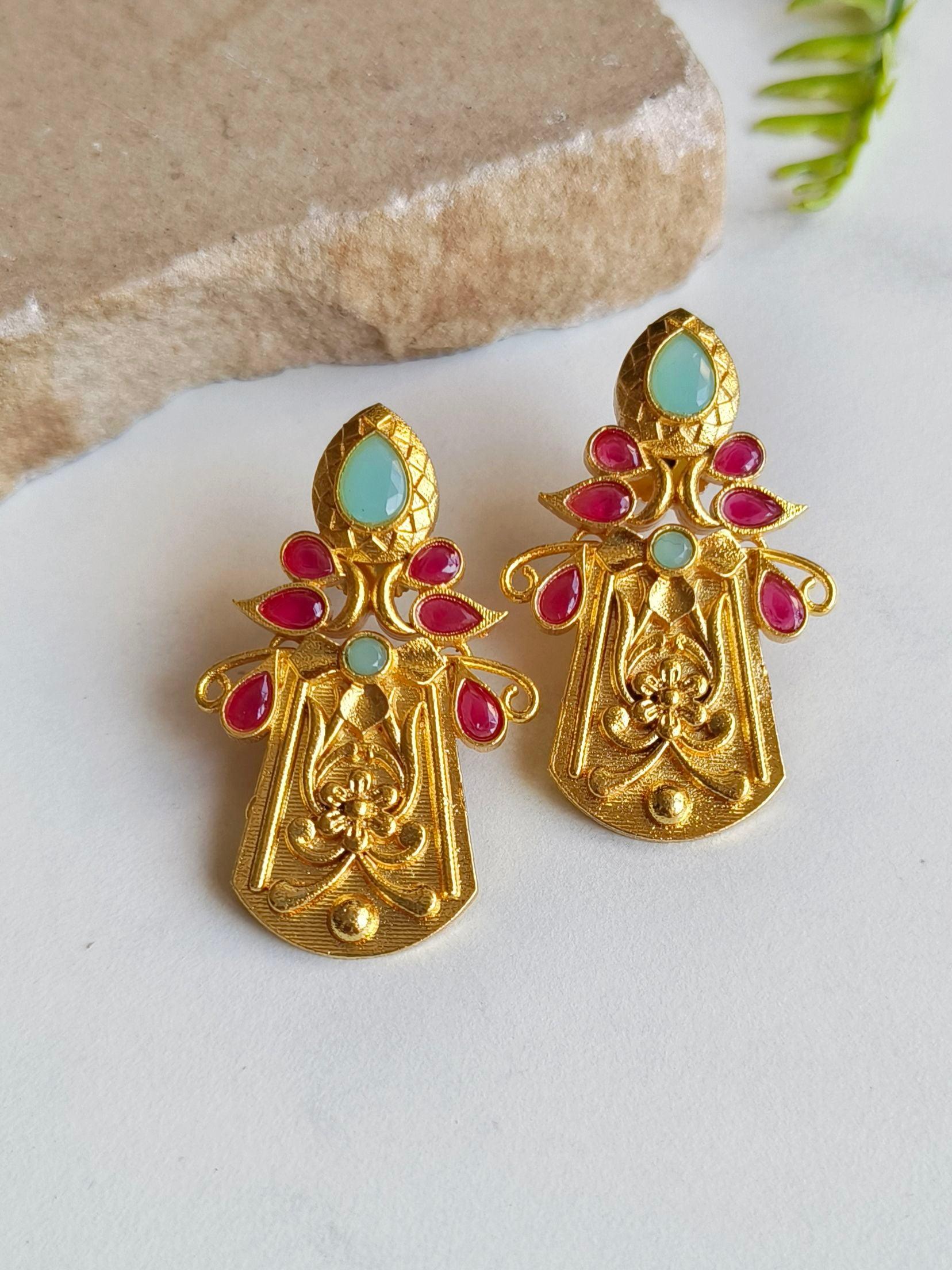 Glamorous Golden Dangler Earrings – Perfect for Party Elegance | Sarichka