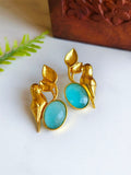 Golden Premium Quality Monalisa Stone Parrot Earrings for Elegant Look | Sarichka