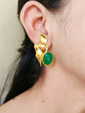 Golden Premium Quality Monalisa Stone Parrot Earrings for Elegant Look | Sarichka