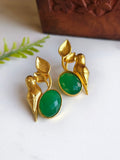 Golden Premium Quality Monalisa Stone Parrot Earrings for Elegant Look | Sarichka