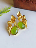 Golden Premium Quality Monalisa Stone Parrot Earrings for Elegant Look | Sarichka