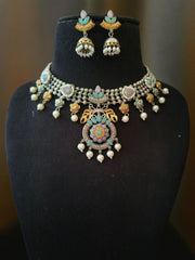 Oxidized Pearl Necklace 