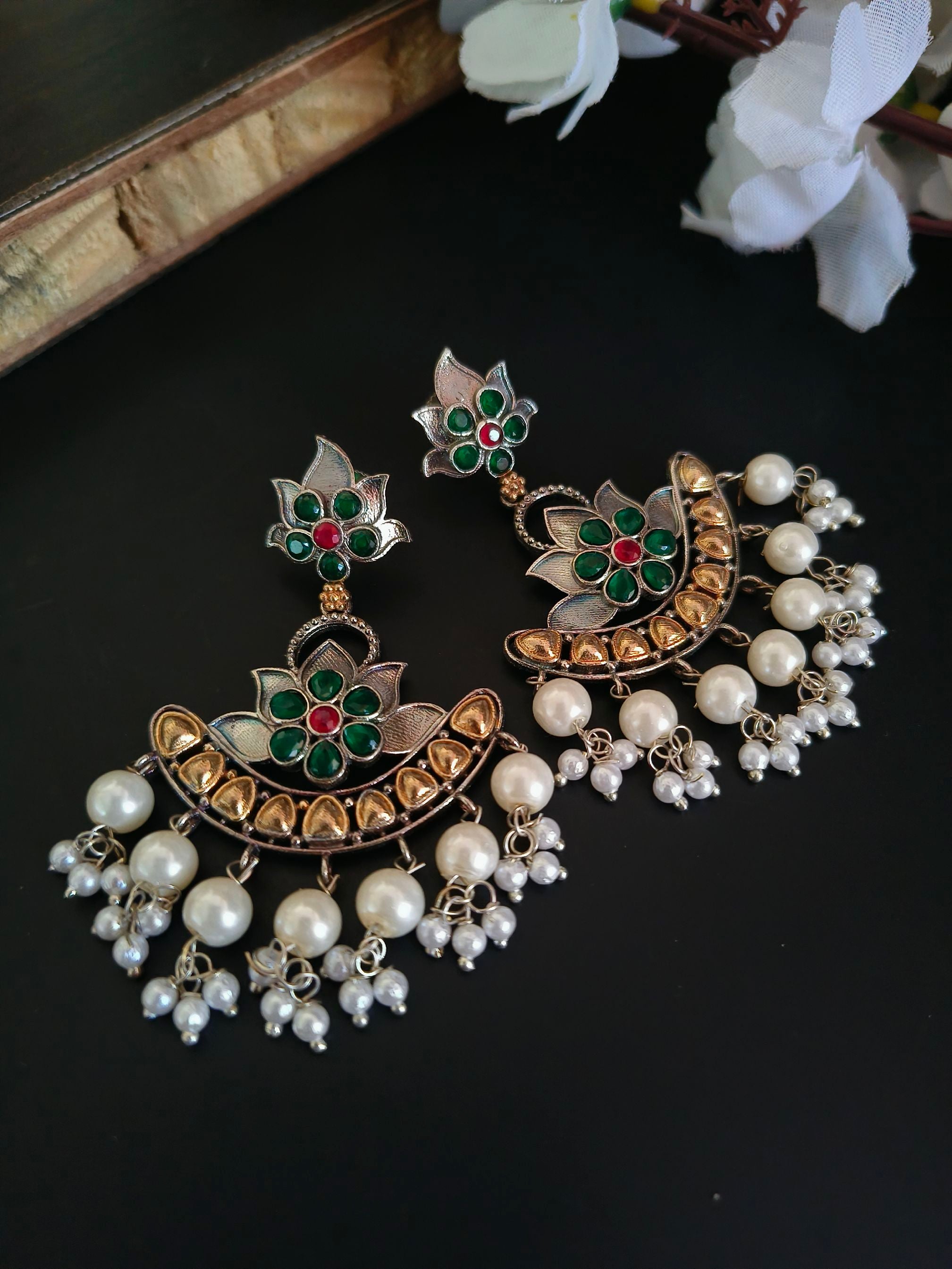 Oxidised Silver Jhumka Earrings