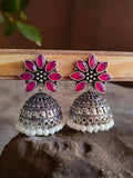 Oxidised German Silver Party Wear Pearl Jhumkas for Elegant Look | Sarichka