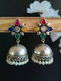 Trendy German Silver Pearl Jhumka Earrings for Elegant Style | Sarichka