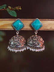 Oxidised Jhumkas with Pearl | Sarichka