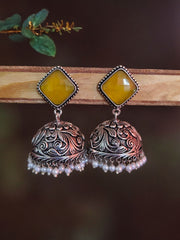 Oxidised Jhumkas with Pearl | Sarichka