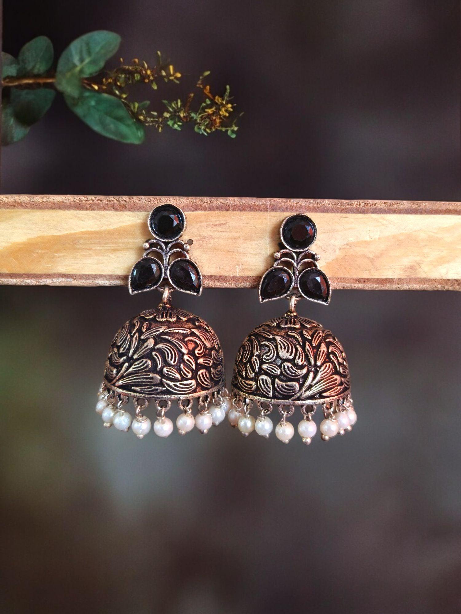 Traditional German Silver Jhumka with Intricate Design and Stunning Finish | Sarichka