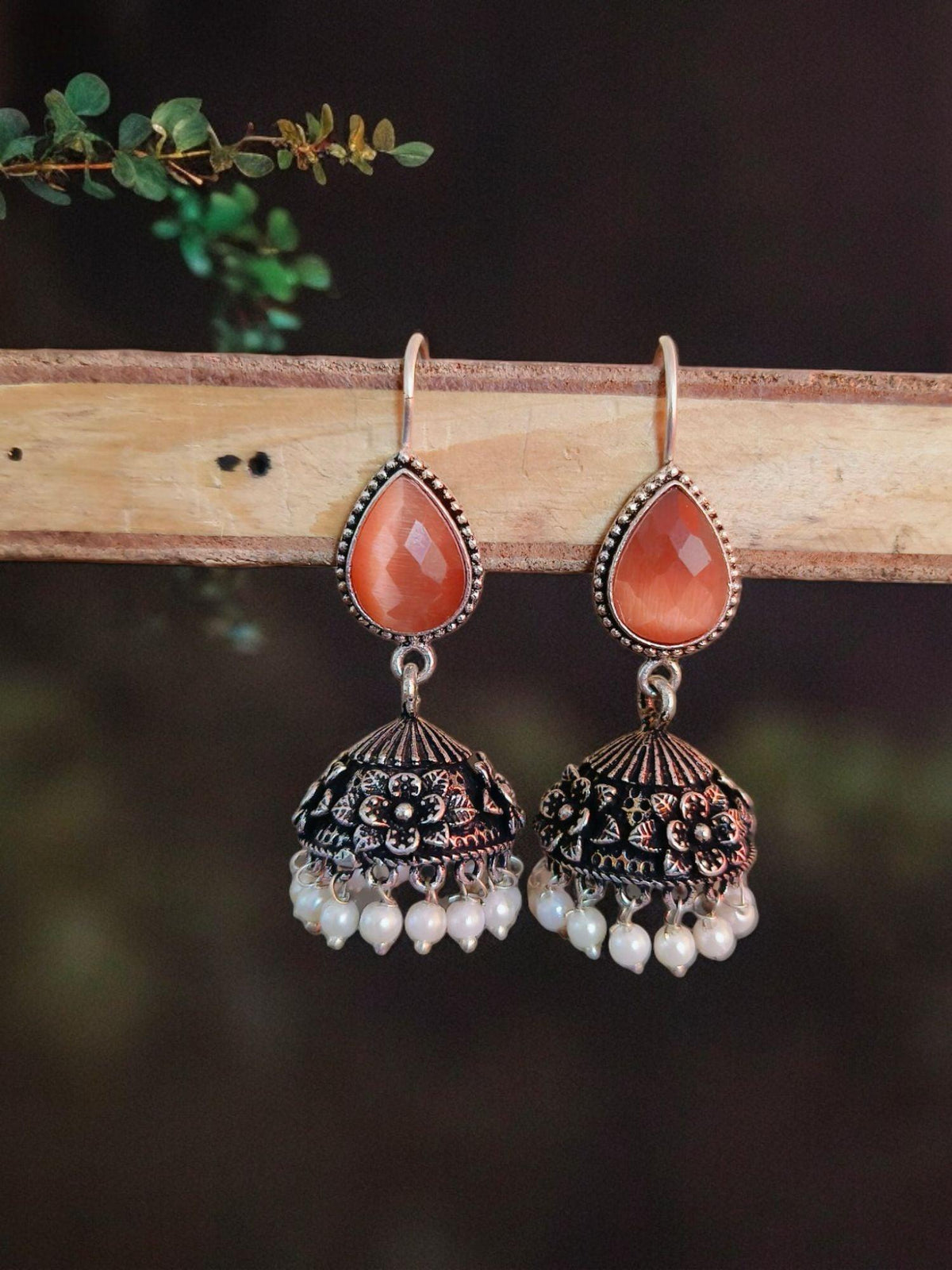 Shiny Hook Earrings Oxidized Silver Plated