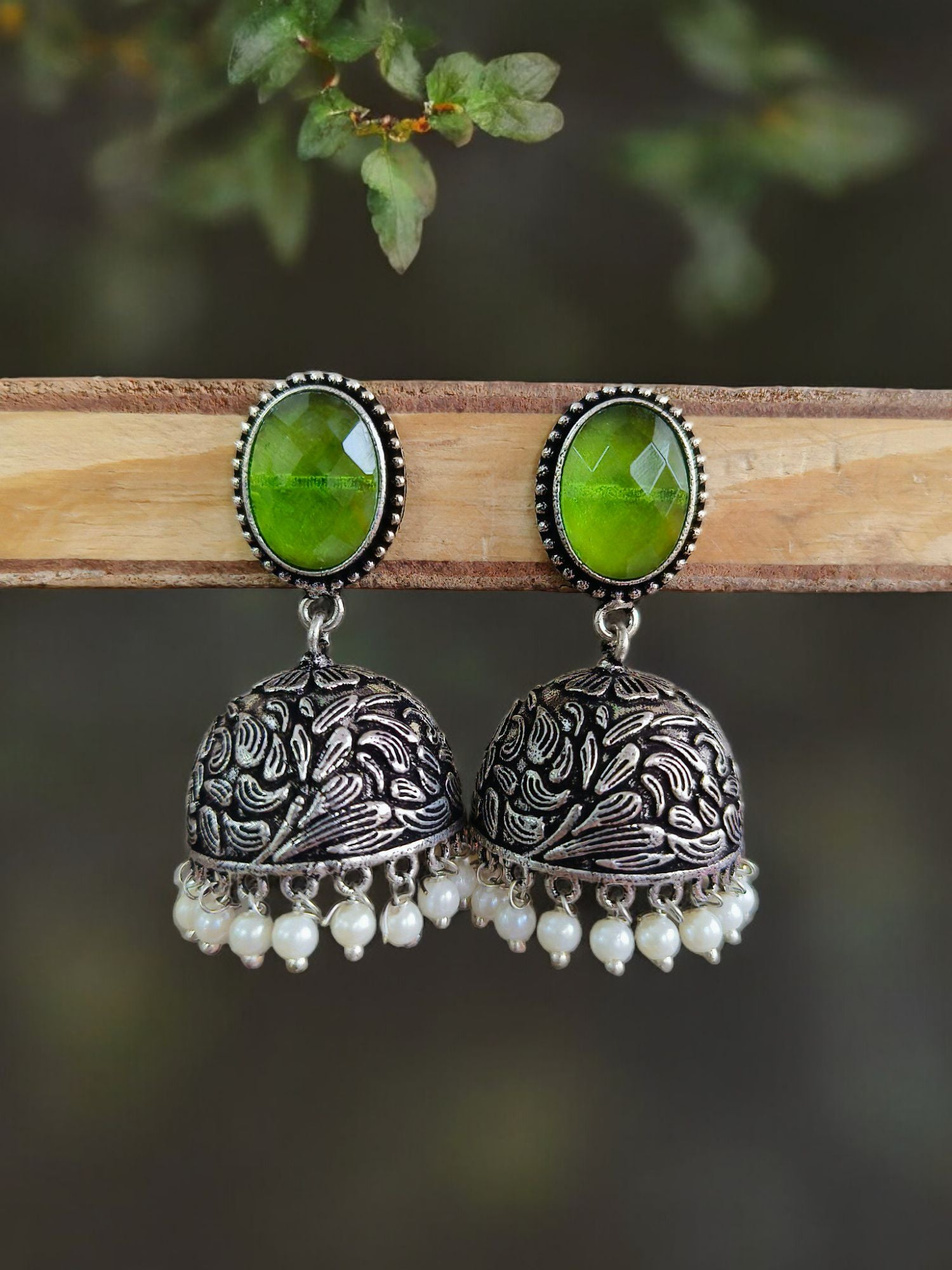 Silver Oxidised Jhumka