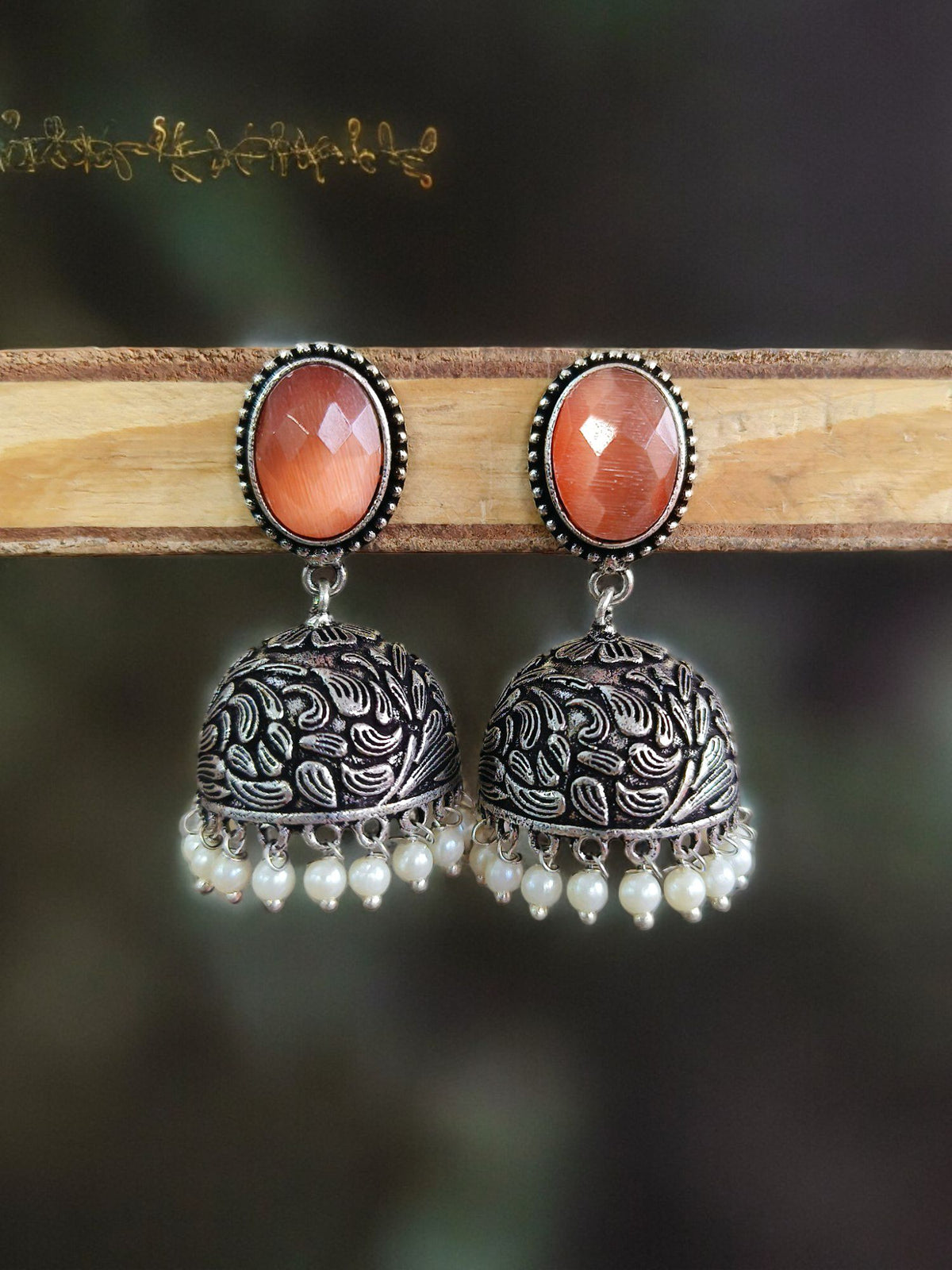 Silver Oxidised Jhumka