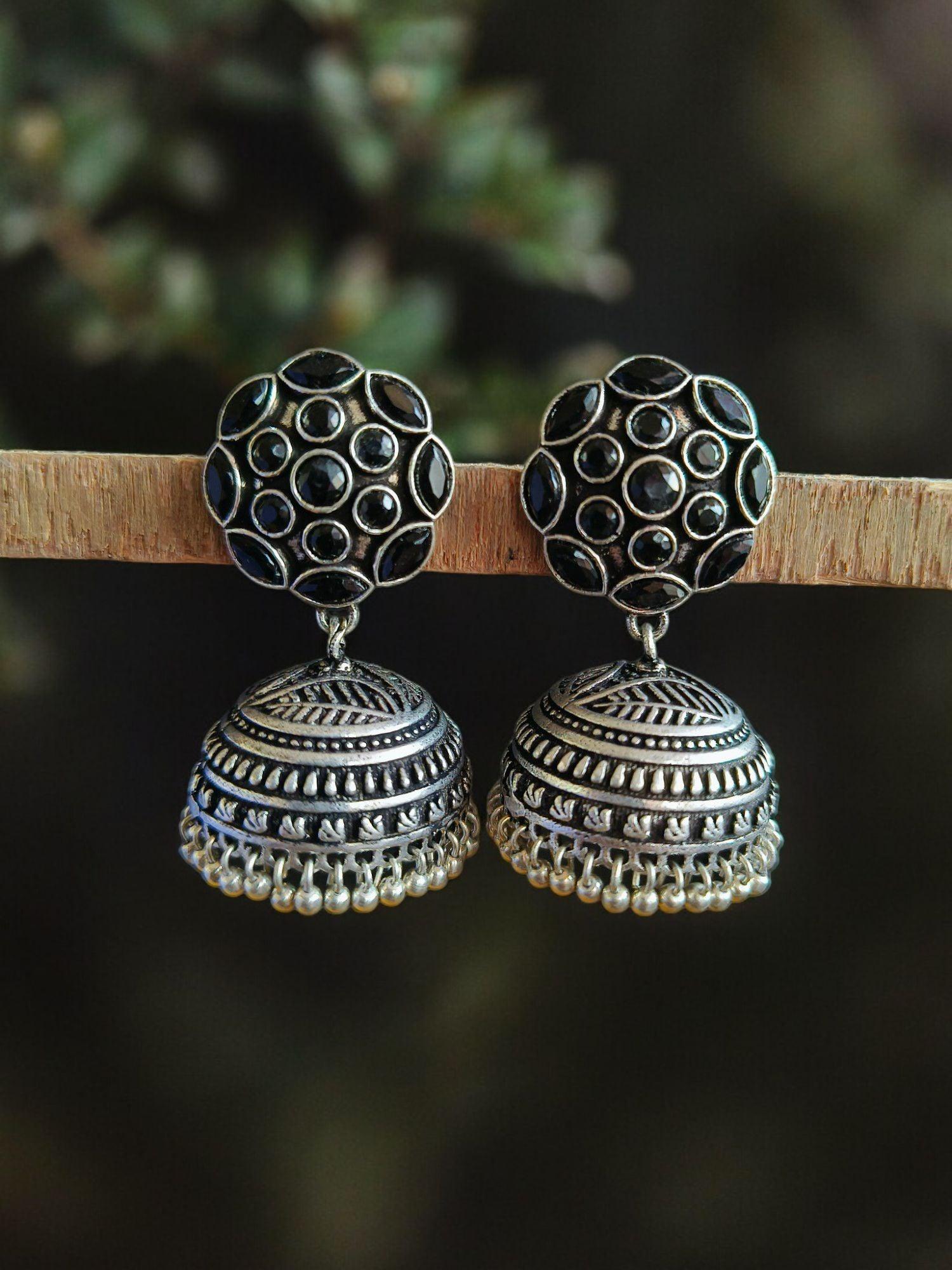 High-Quality German Silver Jhumka Earrings Perfect for Ethnic Attire | Sarichka