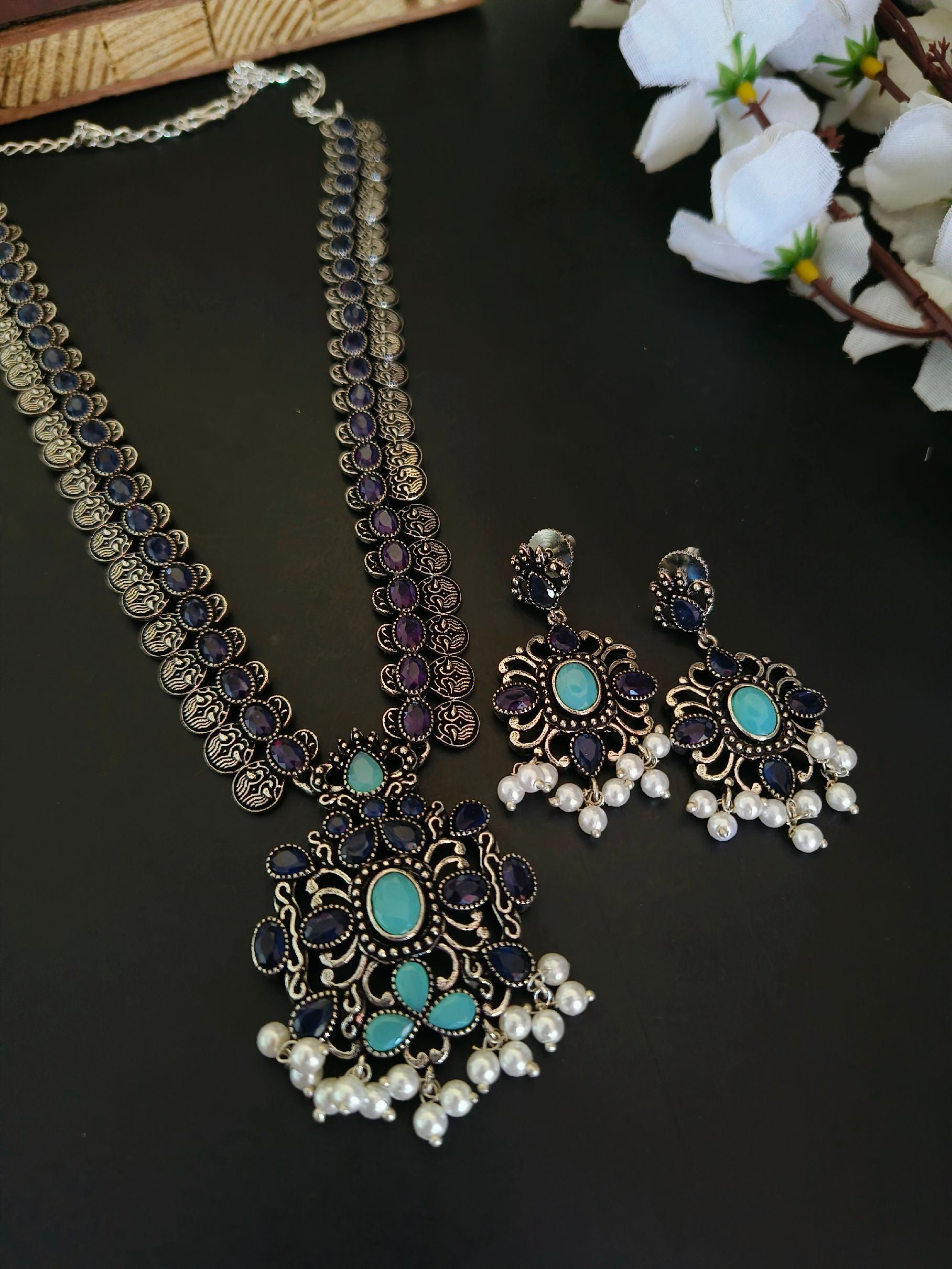 Long Oxidized Necklace