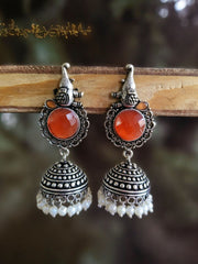 Oxidised Pearl Earrings