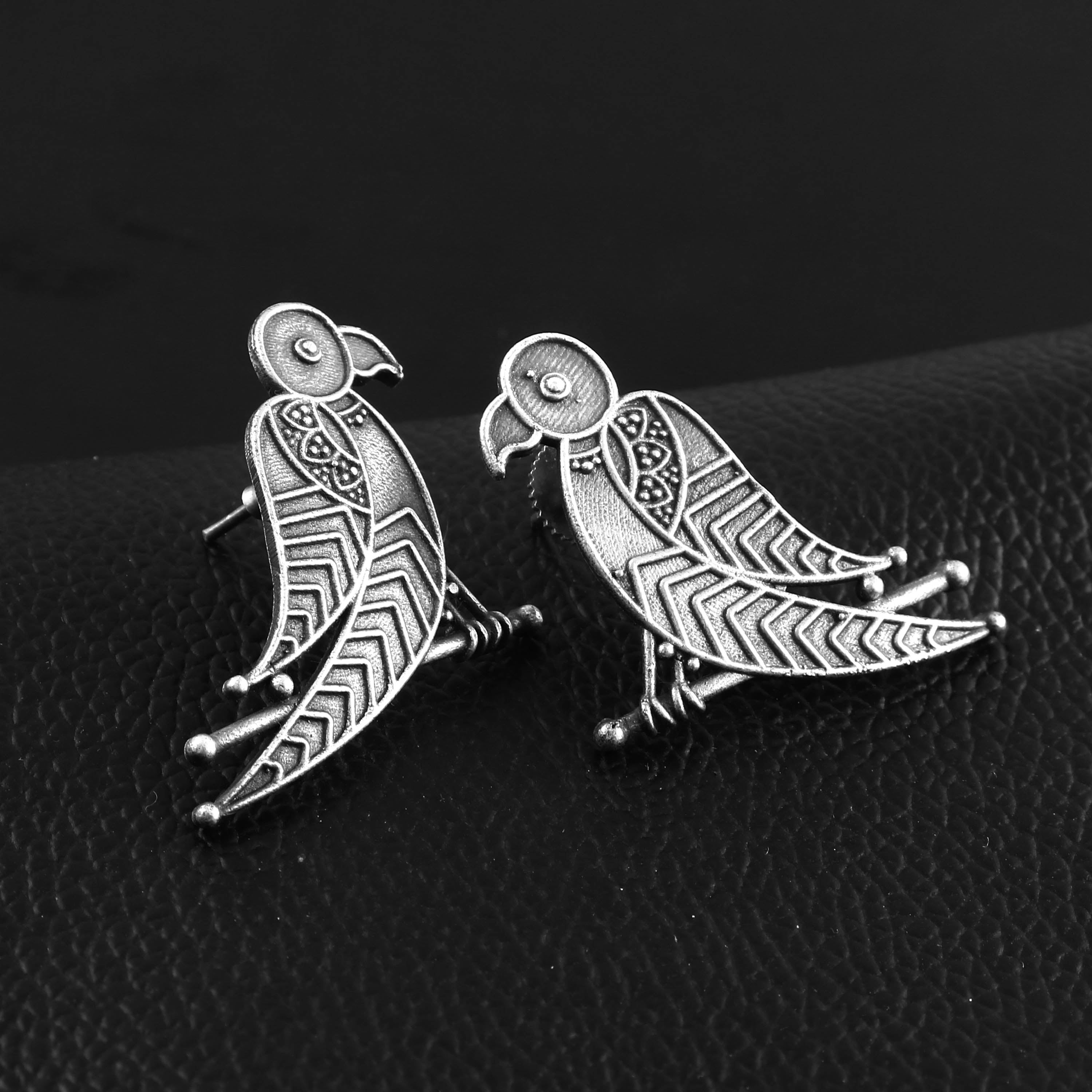 Oxidized Silver Plated Birds Stud Earring - Sarichka Fashion