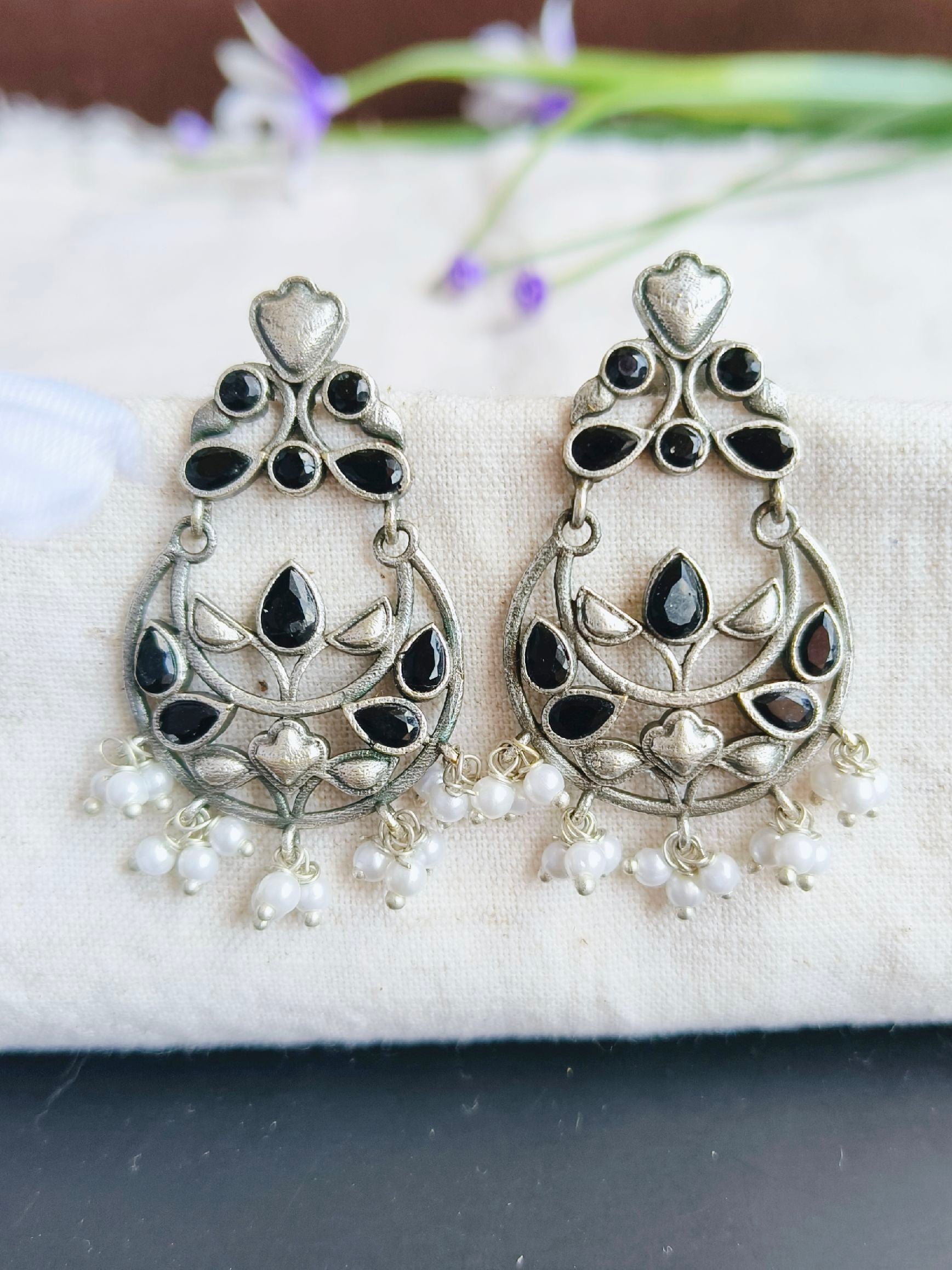 oxidised Dangler Earrings