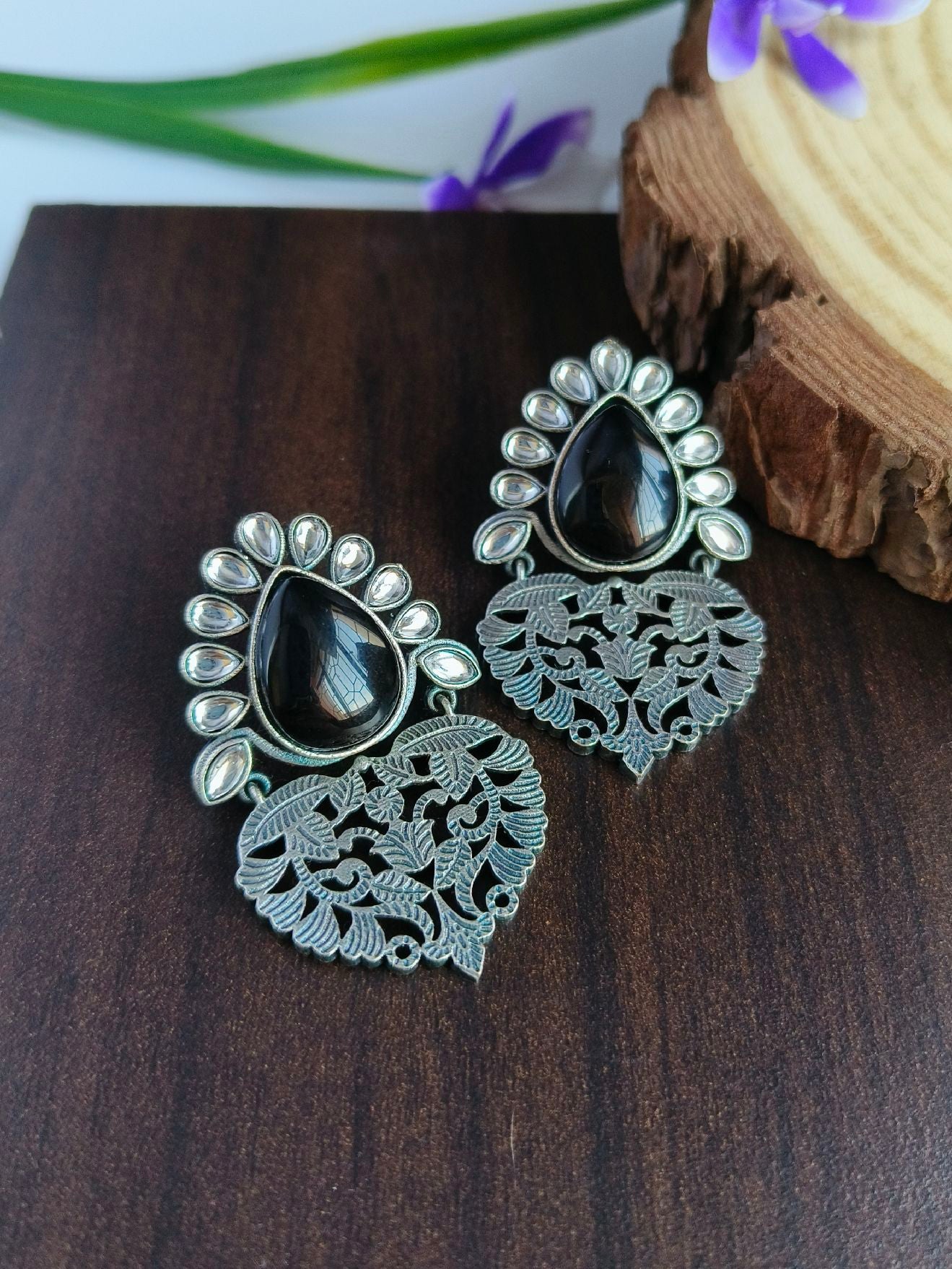 oxidised dangler earrings 