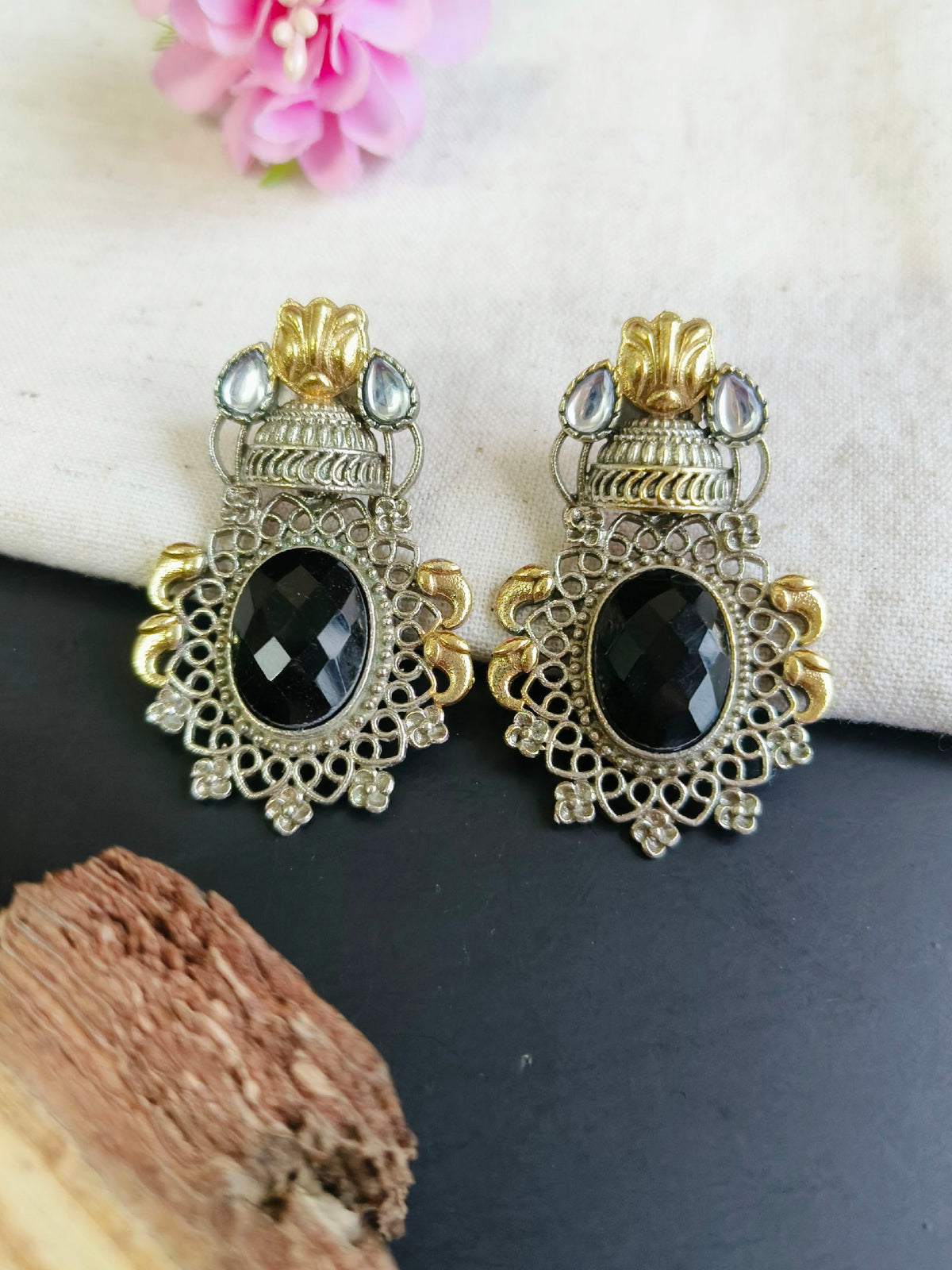 Oxidised Dangler Earrings 