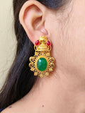 Gold-Plated Dangler Earrings with Jade & Monalisa Stones | Sarichka