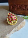 Gold-Plated Finger Ring with Moon Shape and Stones, Tree Design | Sarichka