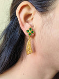 Gold-Plated Earrings with Flower Stones & Sword Shape Design | Sarichka