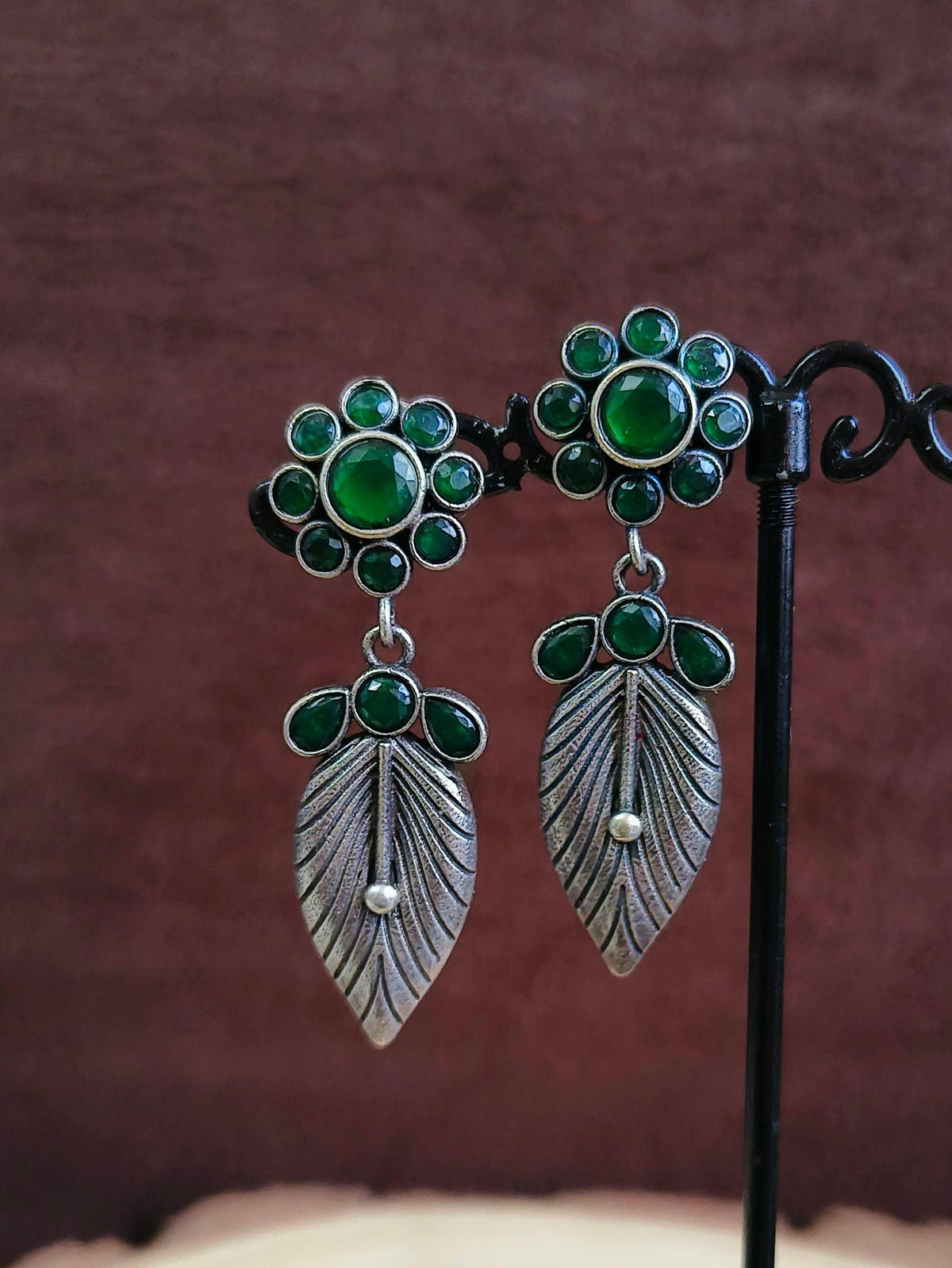 Leaf Oxidised Dangler Earrings | Sarichka