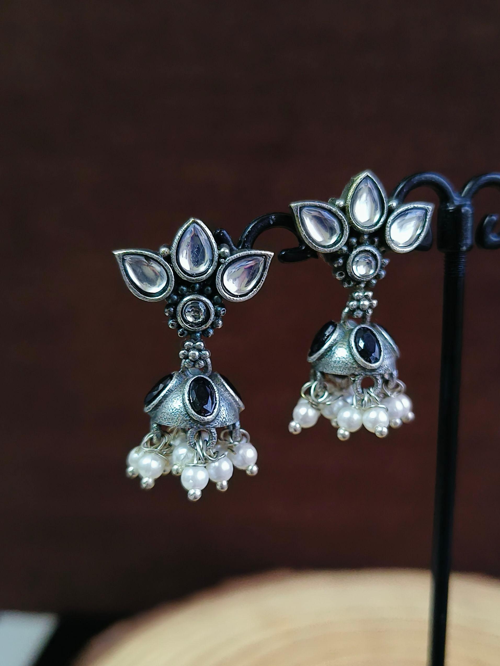 Oxidised Pearl Jhumki