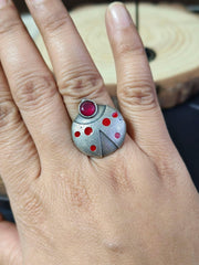 Unique Enamel Ring with Stone | Sarichka