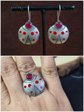 Unique Enamel Hook Earring and Ring with Stone | Sarichka