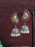 oxidised pearl jhumki