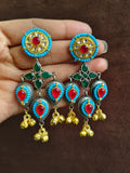 Oxidised Two-Tone Dangler Earrings with Kundan Work & Ghungroo | Sarichka