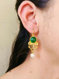 Casual Wear Golden Hook Earrings with Elegant Pearl Drops | Sarichka