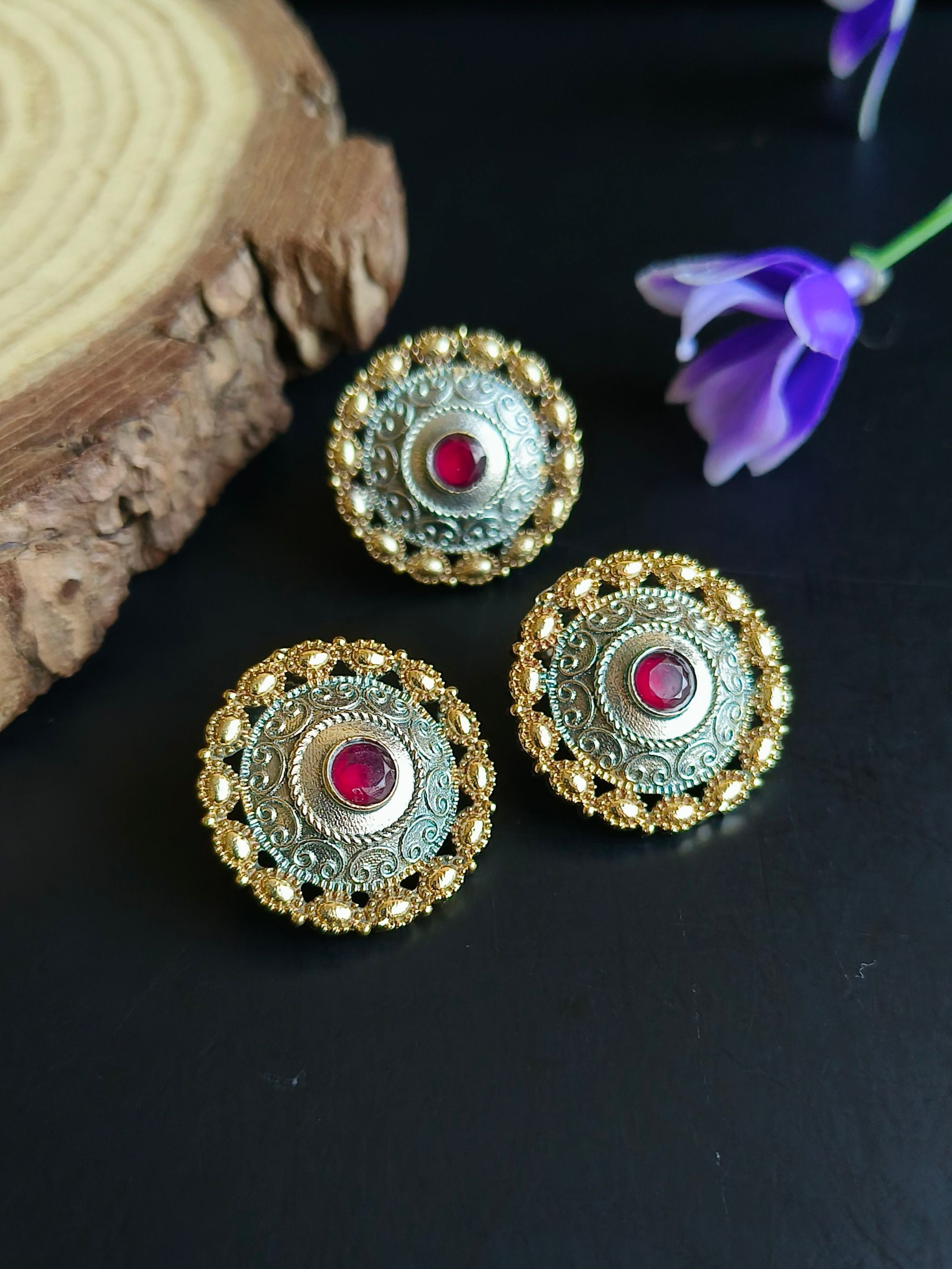 Oxidized Studs with Rings