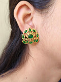 Gold-Plated Earrings with Jade Stones in Elegant Circle Design | Sarichka