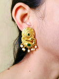 Golden Peacock Earrings with Pearl Drops – Perfect for Every Occasion | Sarichka