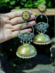 Oxidized long Jhumka