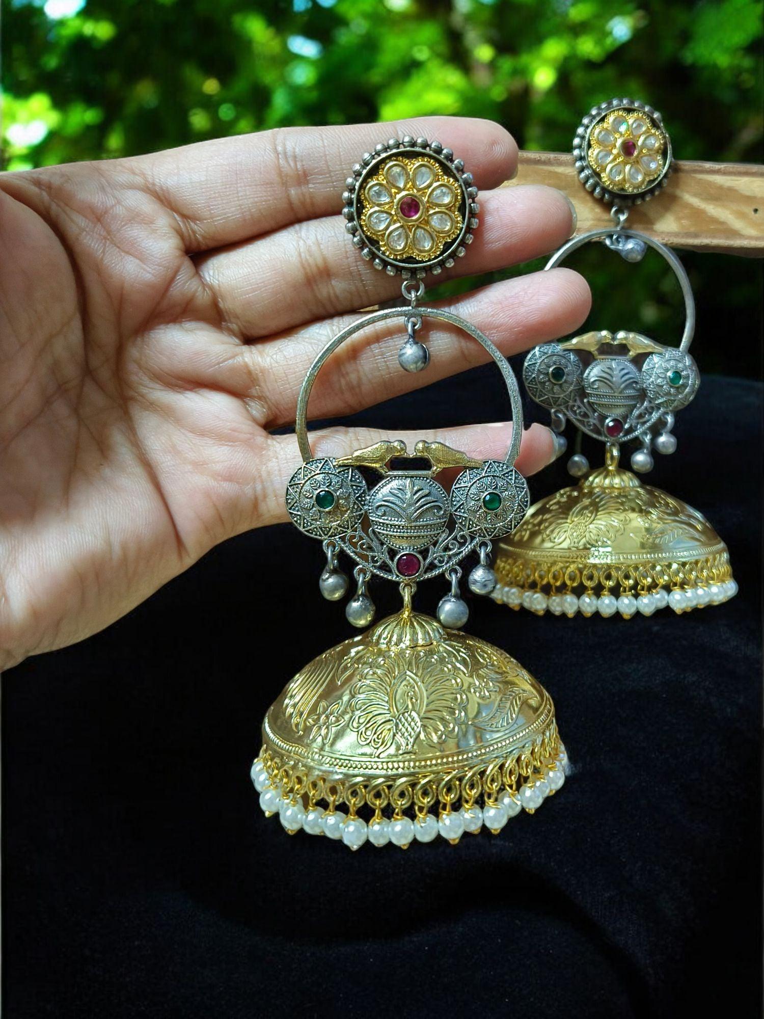 Oxidized long Jhumka